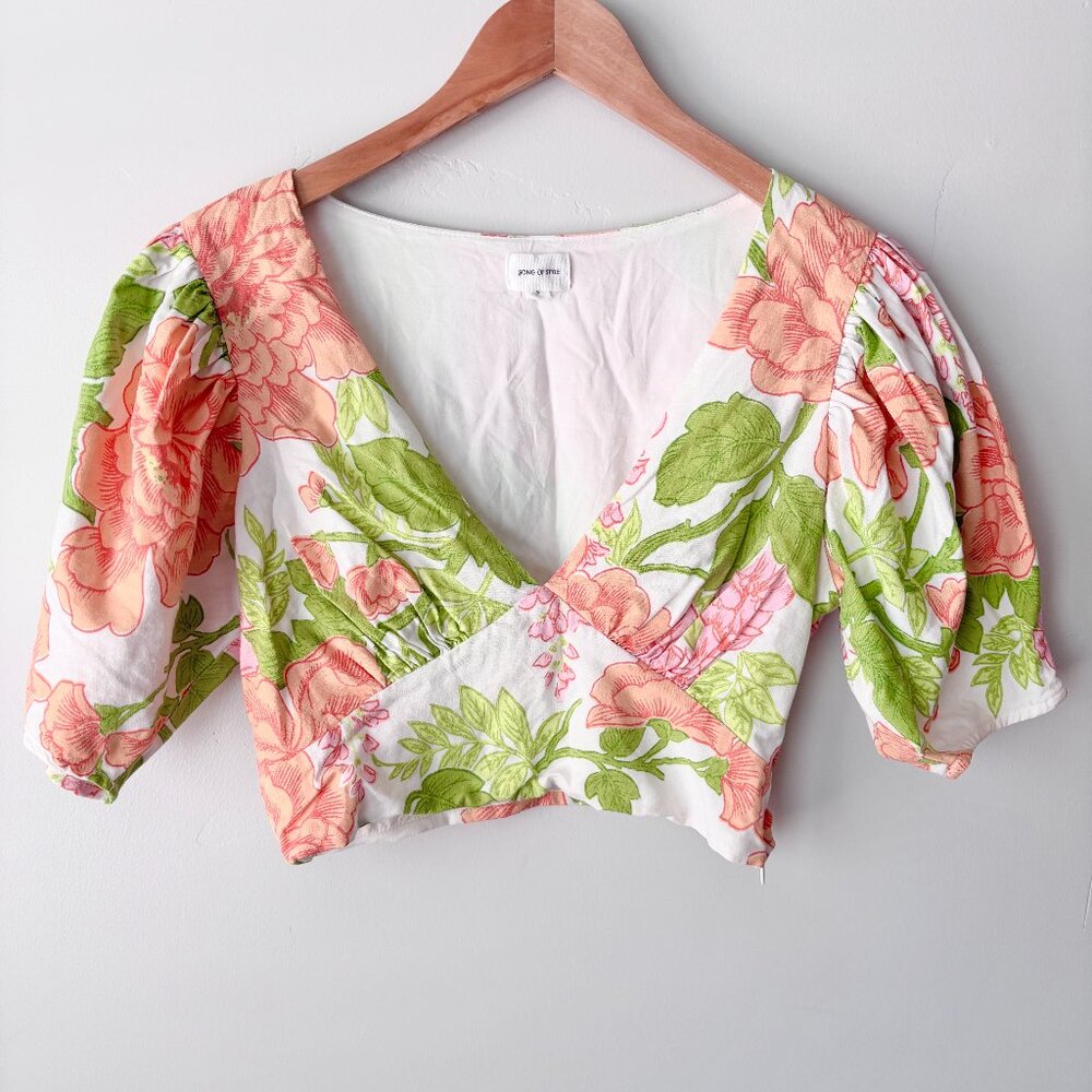 Revolve Song of Style Yvette Floral Crop Top Garden Party Cottagecore Small
